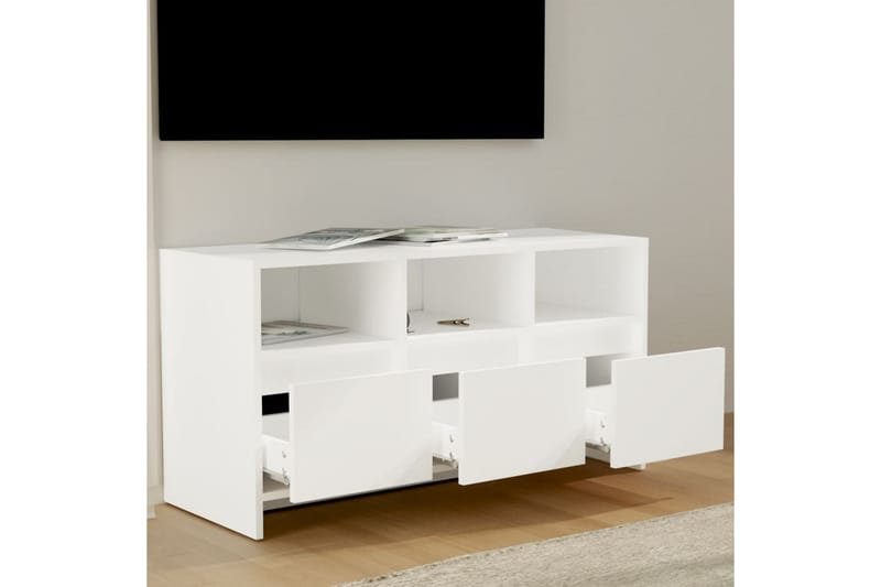 TV-bänk vit 102x37,5x52,5 cm spånskiva - Vit - TV bänk & mediabänk