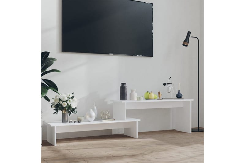TV-bänk vit 180x30x43 cm spånskiva - Vit - TV bänk & mediabänk