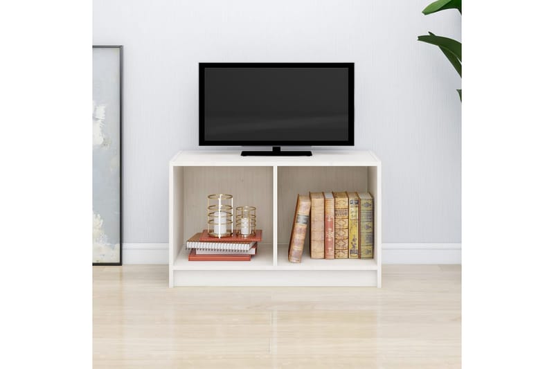 TV-bänk vit 70x33x42 cm massiv furu - Vit - TV bänk & mediabänk