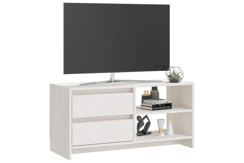 TV-bänk vit 80x31x39 cm massiv furu - Vit - TV bänk & mediabänk