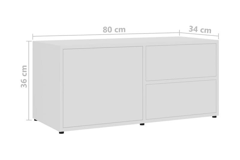 TV-bänk vit 80x34x36 cm spånskiva - Vit - TV bänk & mediabänk