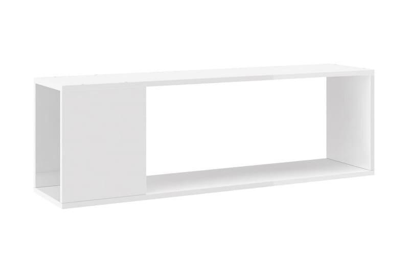 TV-bänk vit högglans 100x24x32 cm spånskiva - Vit - TV bänk & mediabänk