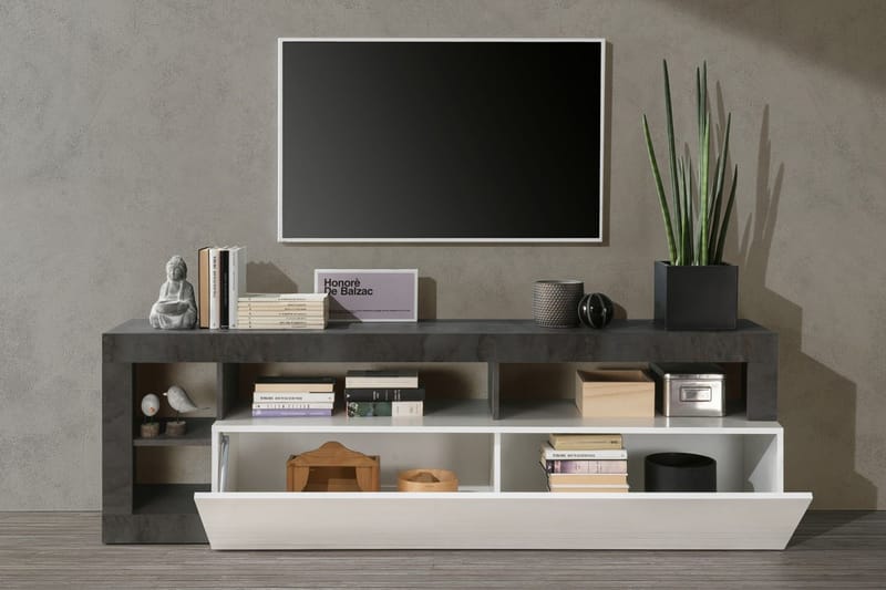 TV-bänk Wedel 42x184 cm - Vit/Oxid - TV bänk & mediabänk
