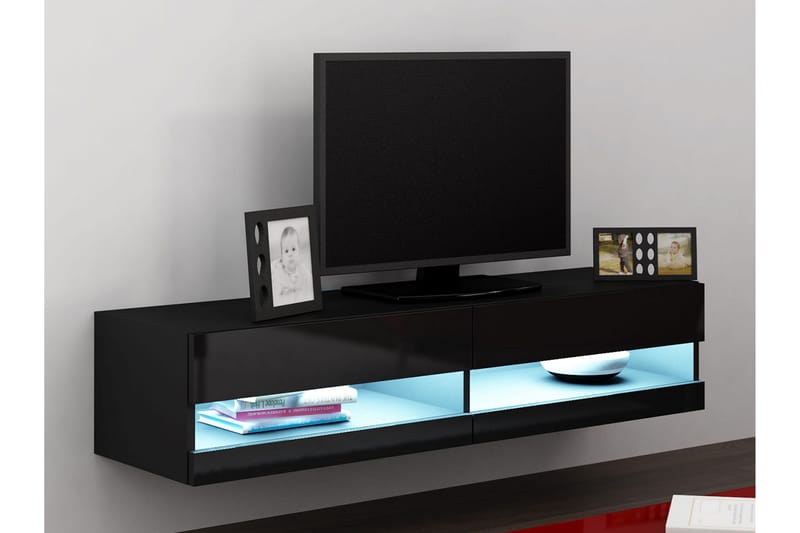 TV-bänk Wishon 140x40x30 cm - Svart/Vit - Möbler - TV- & Mediamöbler - TV bänk & mediabänk