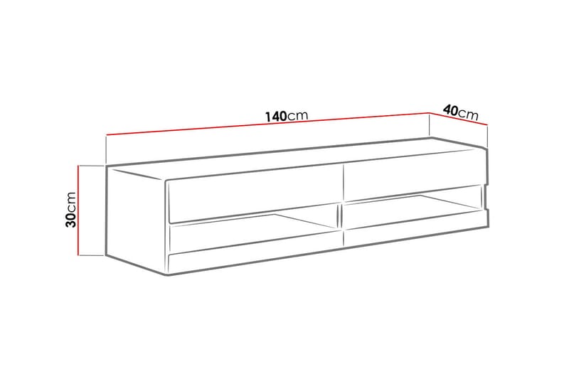 TV-bänk Wishon 140x40x30 cm - Svart/Vit - Möbler - TV- & Mediamöbler - TV bänk & mediabänk