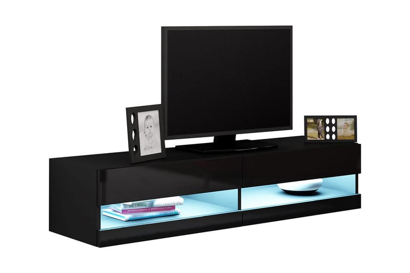 TV-bänk Wishon 140x40x30 cm - Svart/Vit - Möbler - TV- & Mediamöbler - TV bänk & mediabänk