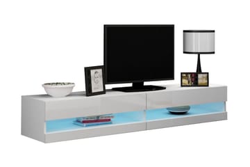 TV-bänk Wishon 180 cm Öppen Hylla - Vit/Vit Högglans - Möbler - TV- & Mediamöbler - TV b�änk & mediabänk