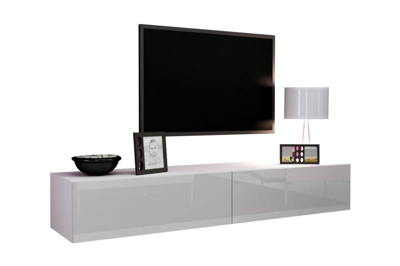 TV-bänk Wishon 180 cm - Vit/Vit Högglans - Möbler - TV- & Mediamöbler - TV bänk & mediabänk