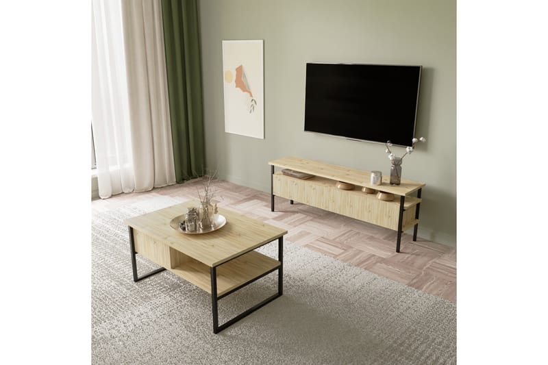 Tv-bänk Yhealing 140 cm - Natur - Möbler - TV- & Mediamöbler - TV bänk & mediabänk