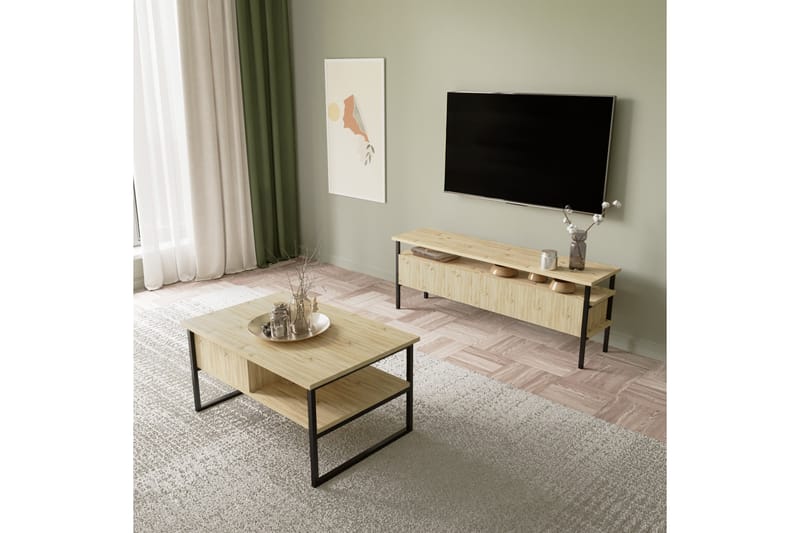 Tv-bänk Yhealing 140 cm - Natur - TV bänk & mediabänk