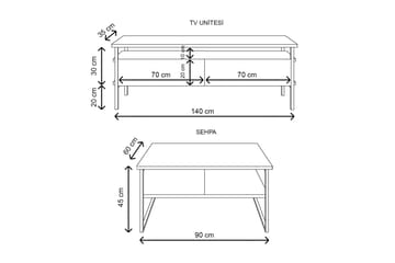 Tv-bänk Yhealing 140 cm - Vit - Möbler - TV- & Mediamöbler - TV bänk & mediabänk