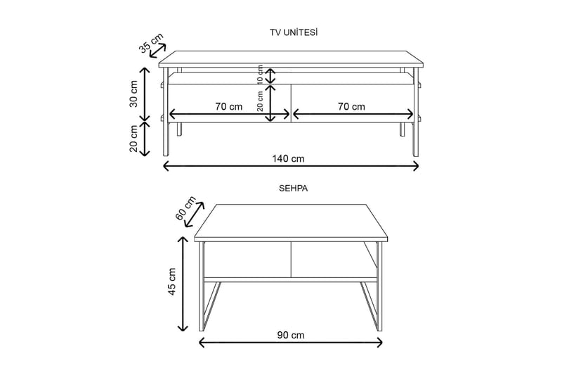 Tv-bänk Yhealing 140 cm - Vit - Möbler - TV- & Mediamöbler - TV bänk & mediabänk