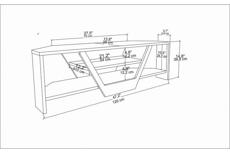 Tv-bänk Zakkum 120x36,8 cm - Vit - TV bänk & mediabänk