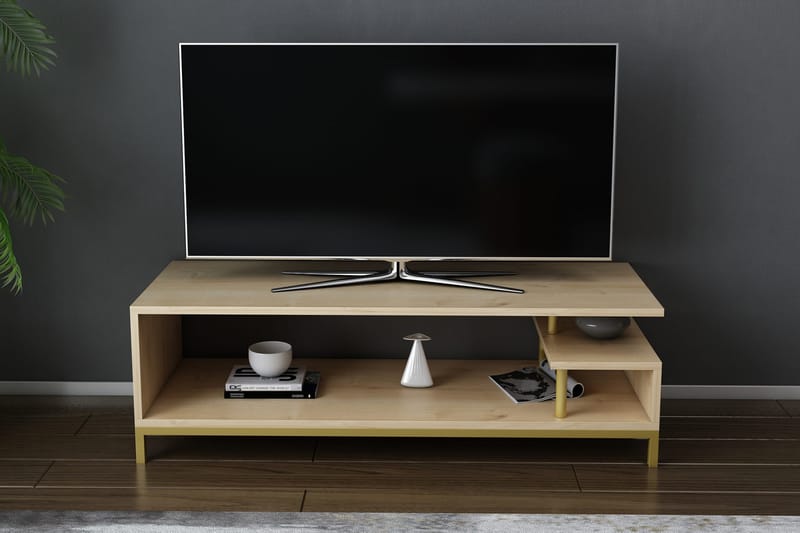 Tv-bänk Zakkum 120x37,6 cm - Guld - Möbler - TV- & Mediamöbler - TV bänk & mediabänk