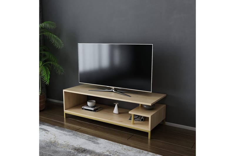 Tv-bänk Zakkum 120x37,6 cm - Guld - Möbler - TV- & Mediamöbler - TV bänk & mediabänk