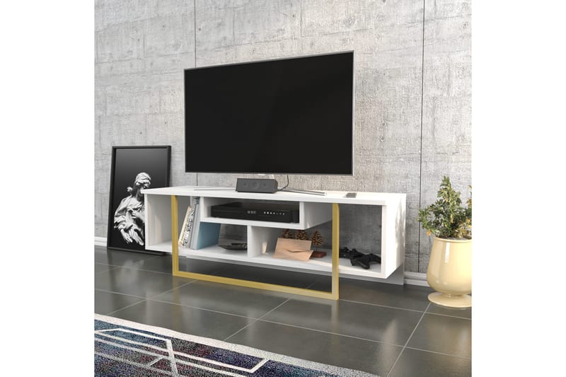 Tv-bänk Zakkum 120x40,2 cm - Guld - Möbler - TV- & Mediamöbler - TV bänk & mediabänk