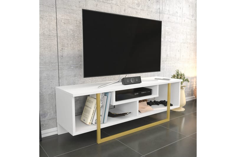Tv-bänk Zakkum 120x40,2 cm - Guld - Möbler - TV- & Mediamöbler - TV bänk & mediabänk