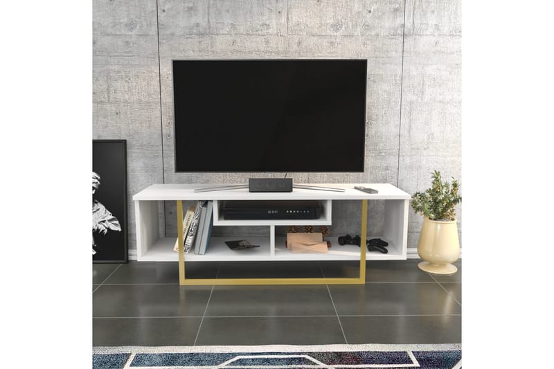 Tv-bänk Zakkum 120x40,2 cm - Guld - Möbler - TV- & Mediamöbler - TV bänk & mediabänk