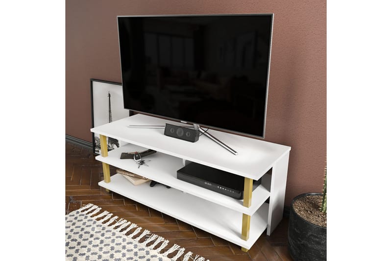 Tv-bänk Zakkum 120x47,4 cm - Guld - Möbler - TV- & Mediamöbler - TV bänk & mediabänk