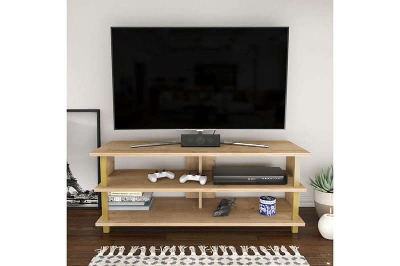 Tv-bänk Zakkum 120x47,4 cm - Guld - Möbler - TV- & Mediamöbler - TV bänk & mediabänk