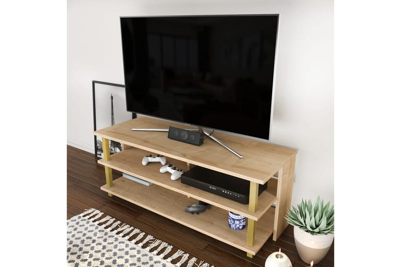 Tv-bänk Zakkum 120x47,4 cm - Guld - Möbler - TV- & Mediamöbler - TV bänk & mediabänk