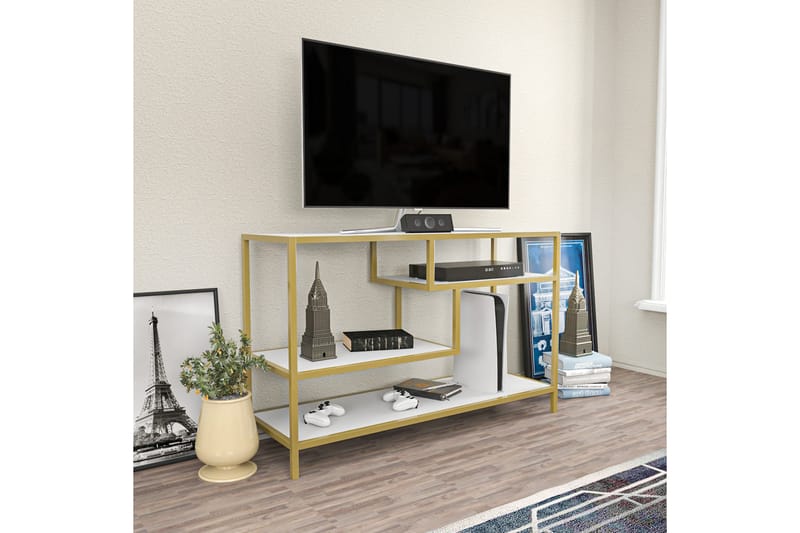 Tv-bänk Zakkum 120x75 cm - Guld - TV bänk & mediabänk