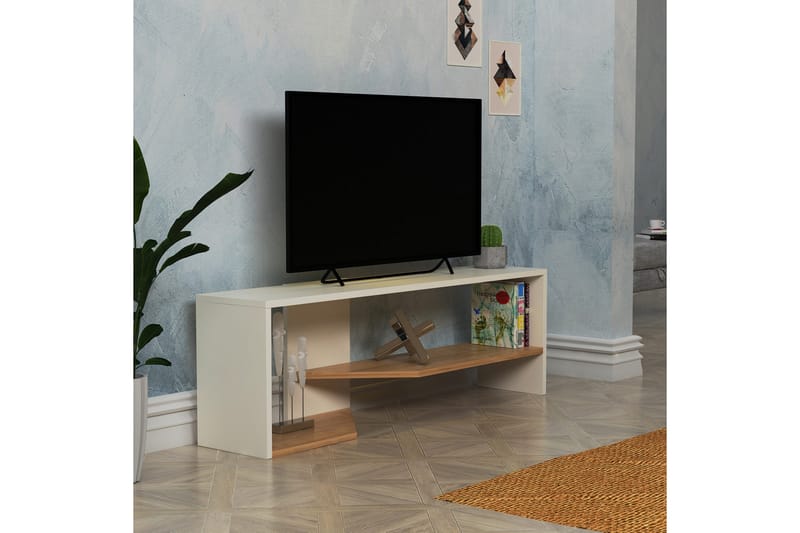 Tv-bänk Zakkum 123,6x40 cm - Vit - TV bänk & mediabänk
