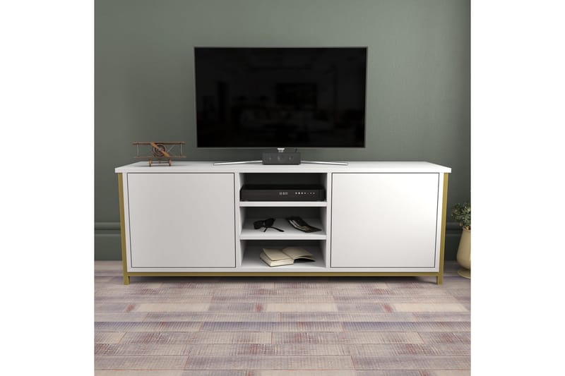 Tv-bänk Zakkum 140x50,8 cm - Guld - Möbler - TV- & Mediamöbler - TV bänk & mediabänk