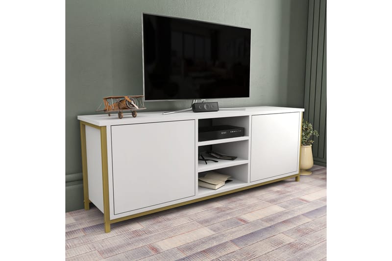 Tv-bänk Zakkum 140x50,8 cm - Guld - Möbler - TV- & Mediamöbler - TV bänk & mediabänk