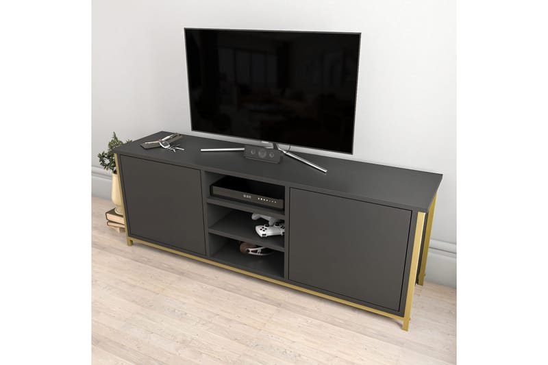 Tv-bänk Zakkum 140x50,8 cm - Guld - Möbler - TV- & Mediamöbler - TV bänk & mediabänk