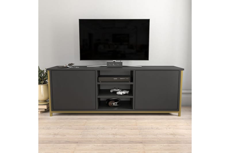 Tv-bänk Zakkum 140x50,8 cm - Guld - Möbler - TV- & Mediamöbler - TV bänk & mediabänk