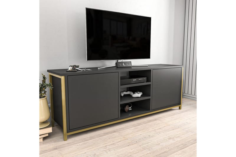 Tv-bänk Zakkum 140x50,8 cm - Guld - Möbler - TV- & Mediamöbler - TV bänk & mediabänk