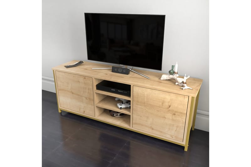 Tv-bänk Zakkum 140x50,8 cm - Guld - Möbler - TV- & Mediamöbler - TV bänk & mediabänk