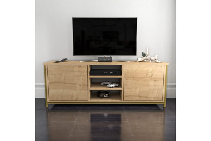 Tv-bänk Zakkum 140x50,8 cm - Guld - Möbler - TV- & Mediamöbler - TV bänk & mediabänk