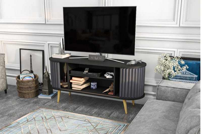 Tv-bänk Zakkum 140x64 cm - Svart - Möbler - TV- & Mediamöbler - TV bänk & mediabänk