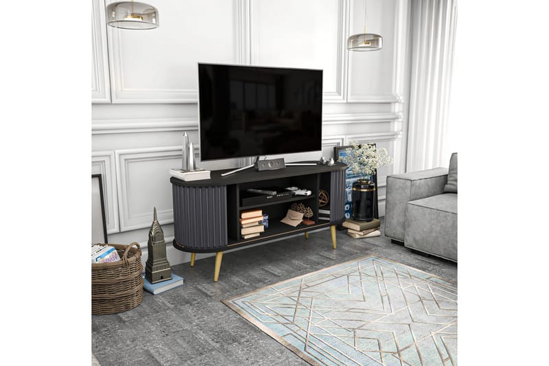 Tv-bänk Zakkum 140x64 cm - Svart - Möbler - TV- & Mediamöbler - TV bänk & mediabänk