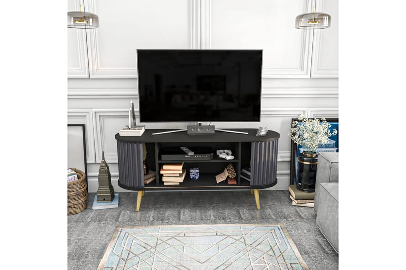 Tv-bänk Zakkum 140x64 cm - Svart - Möbler - TV- & Mediamöbler - TV bänk & mediabänk