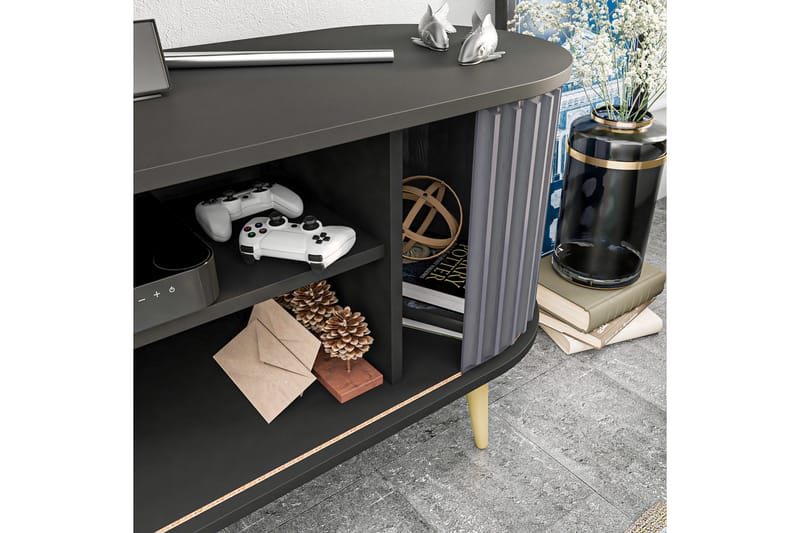 Tv-bänk Zakkum 140x64 cm - Svart - Möbler - TV- & Mediamöbler - TV bänk & mediabänk