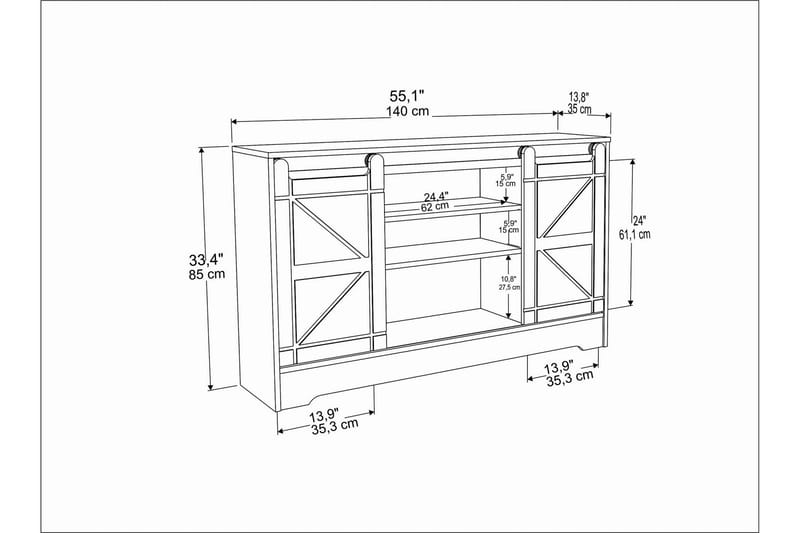 Tv-bänk Zakkum 140x85 cm - Brun - Möbler - TV- & Mediamöbler - TV bänk & mediabänk