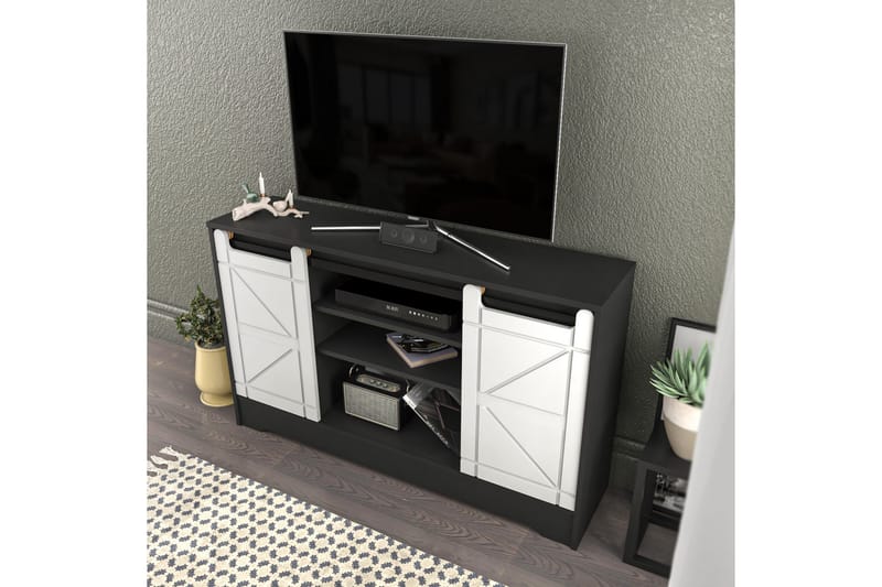 Tv-bänk Zakkum 140x85 cm - Grå - Möbler - TV- & Mediamöbler - TV bänk & mediabänk