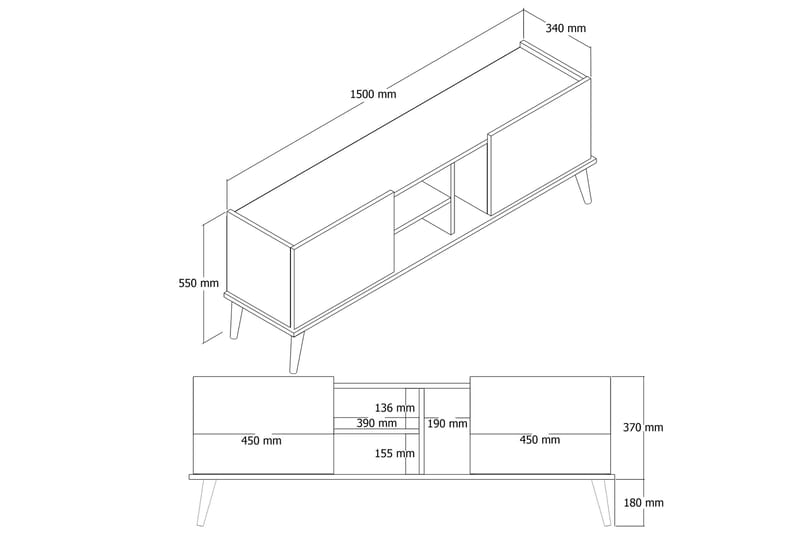 Tv-bänk Zakkum 150x52 cm - Brun - Möbler - TV- & Mediamöbler - TV bänk & mediabänk