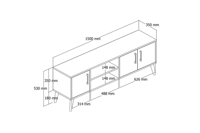 Tv-bänk Zakkum 150x52 cm - Brun - Möbler - TV- & Mediamöbler - TV bänk & mediabänk