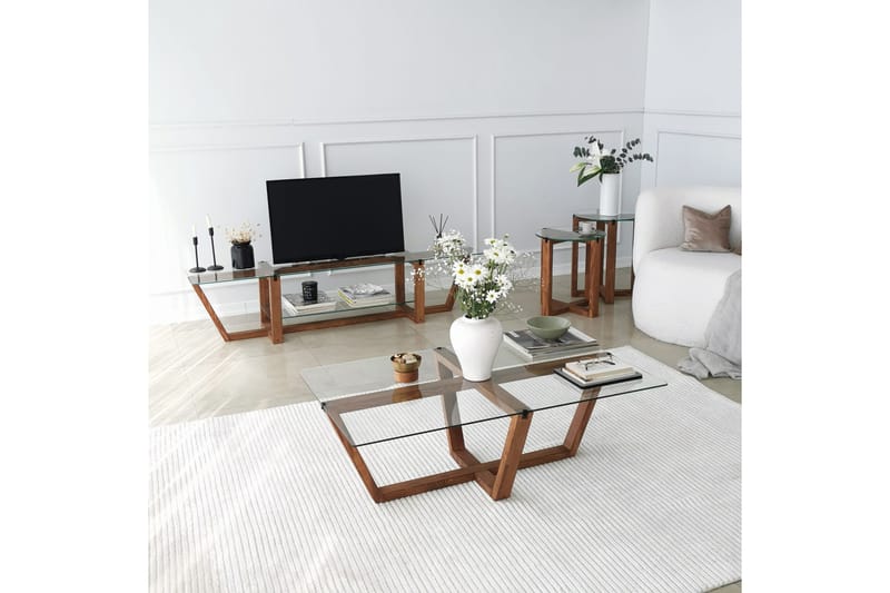 Tv-bänk Zakkum 158x35 cm - Brun - Möbler - TV- & Mediamöbler - TV bänk & mediabänk