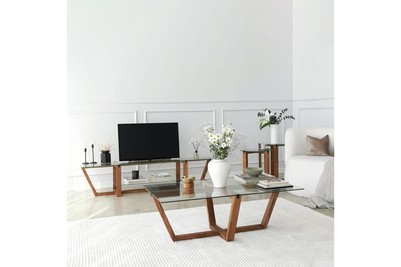 Tv-bänk Zakkum 158x35 cm - Brun - Möbler - TV- & Mediamöbler - TV bänk & mediabänk