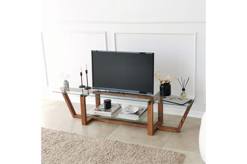 Tv-bänk Zakkum 158x35 cm - Brun - Möbler - TV- & Mediamöbler - TV bänk & mediabänk