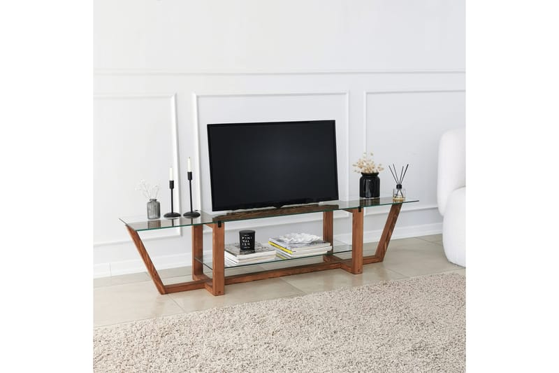 Tv-bänk Zakkum 158x35 cm - Brun - Möbler - TV- & Mediamöbler - TV bänk & mediabänk