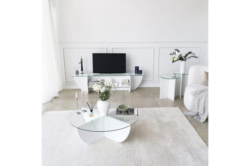 Tv-bänk Zakkum 158x40 cm - Vit - Möbler - TV- & Mediamöbler - TV bänk & mediabänk