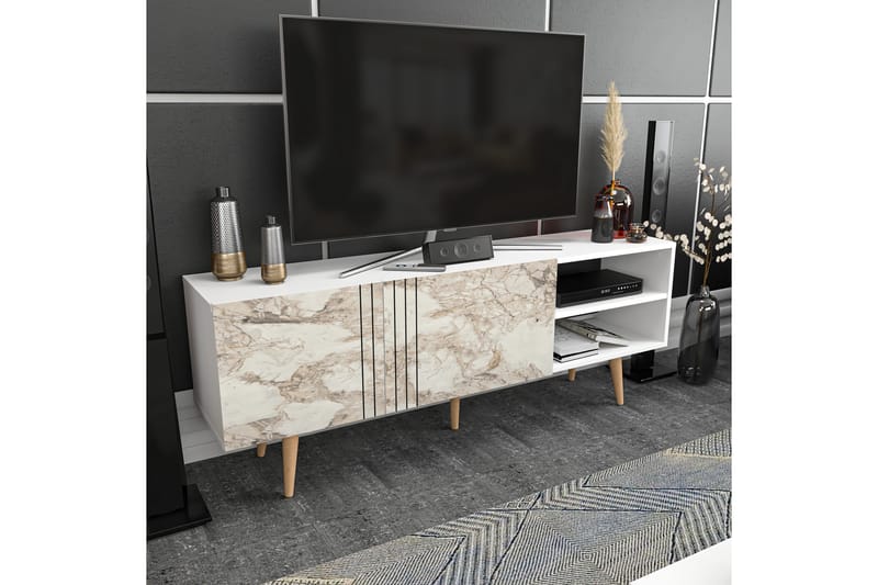Tv-bänk Zakkum 160x38,6 cm - Vit - Möbler - TV- & Mediamöbler - TV bänk & mediabänk