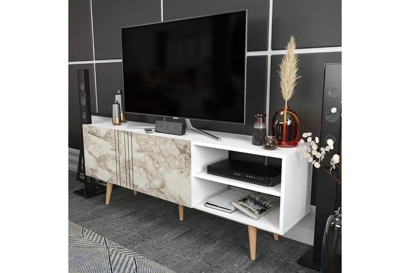 Tv-bänk Zakkum 160x38,6 cm - Vit - Möbler - TV- & Mediamöbler - TV bänk & mediabänk