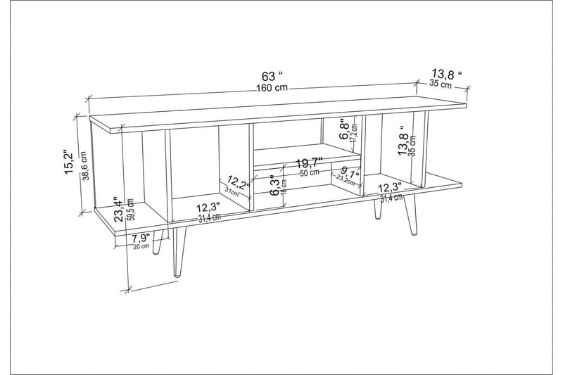 Tv-bänk Zakkum 160x38,6 cm - Vit - Möbler - TV- & Mediamöbler - TV bänk & mediabänk